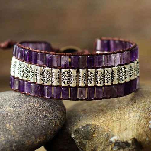 Amethyst Antique Statement Wristband Bracelet